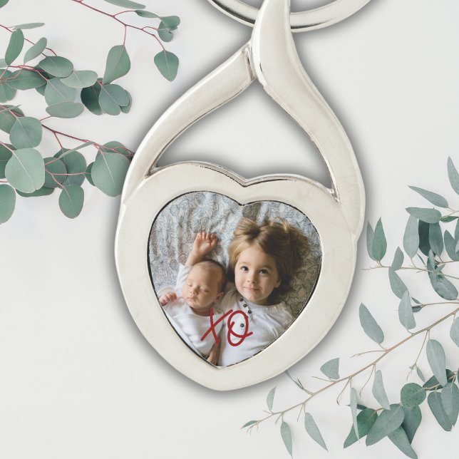 Custom Baby Foto Template Skript XO Keepake Schlüsselanhänger (Create a memorable keepsake gift for family by adding your own picture. The text color is editable.)