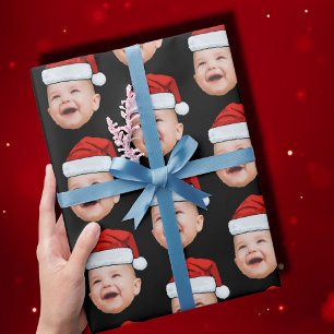 Custom Baby-Gesicht Foto-Weihnachtsmannmütze Geschenkpapier