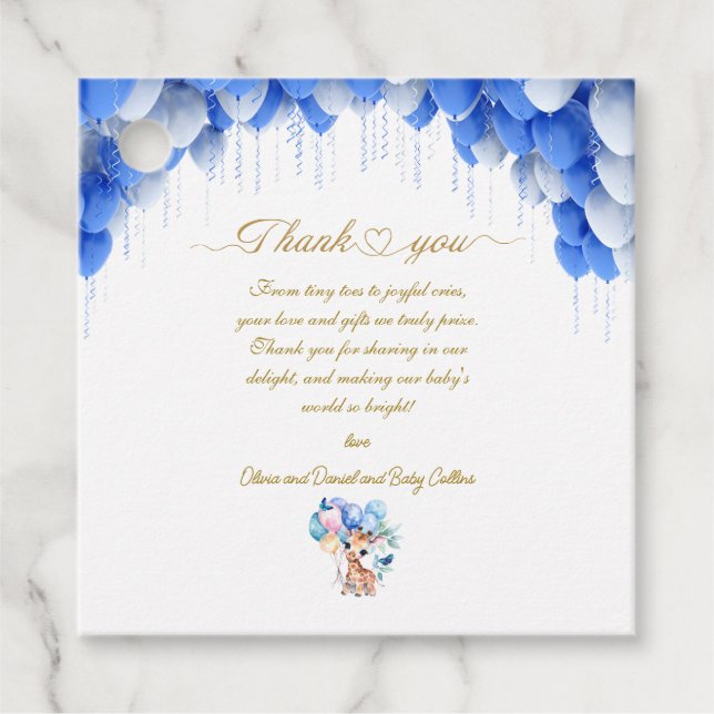 Custom Baby Giraffe Baby Dusche Geschenkanhänger (Vorderseite)