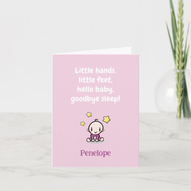 Custom Baby Girl Congratulations Card With Message Karte (Vorderseite)