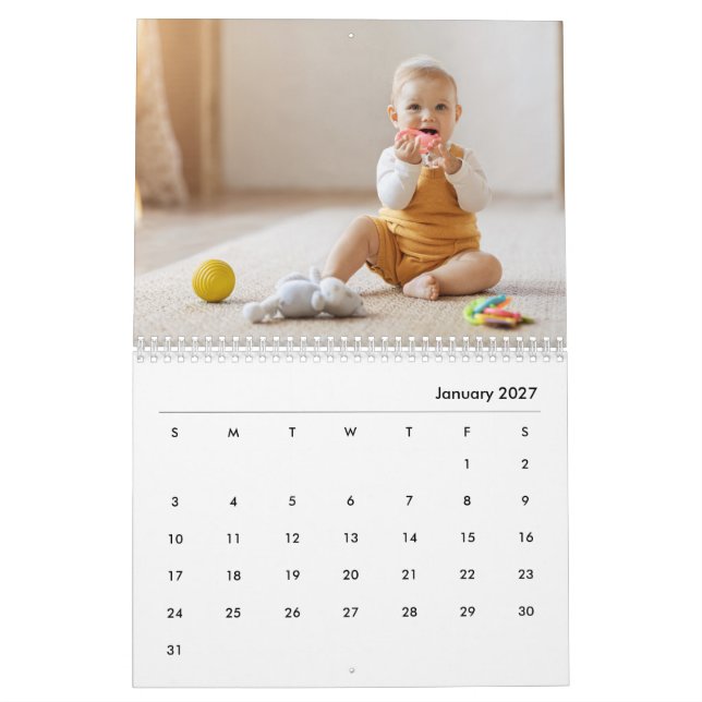Custom Baby Girl & Family 14 Photo Calendar 2026 Kalender (Jan 2027)