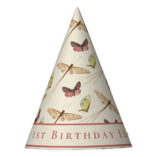 Custom Baby Girl First Birthday Fun Bug Pattern Partyhütchen
