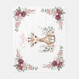 Custom Baby Girl Giraffe Blanket,Personalized Name Fleecedecke