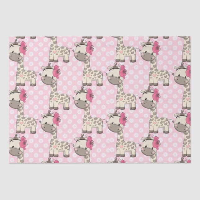 Custom Baby Girl Giraffe Tissue Paper Seidenpapier (Vorderseite)