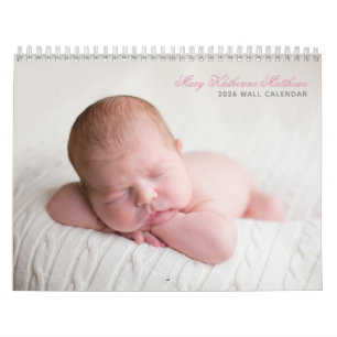 Custom Baby Girl Neugeborenes Foto Chic Pink 2026 Kalender
