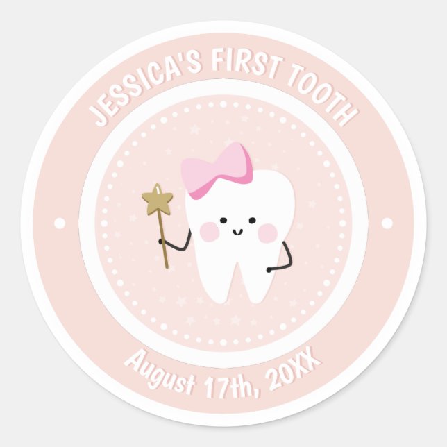 Custom Baby Girl Tooth Fairy Sticker (Vorderseite)