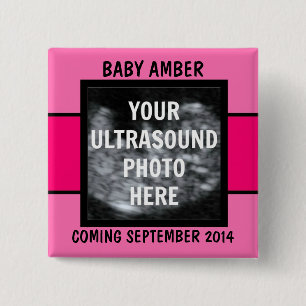 Custom Baby Girl Ultrasound Foto Button