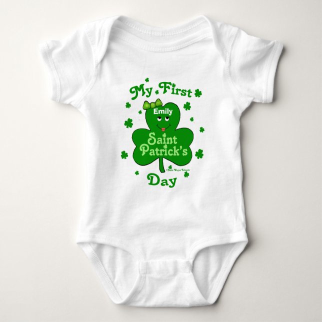 Custom Baby Girl's First St. Patrick's Day Strampl Baby Strampler (Vorderseite)