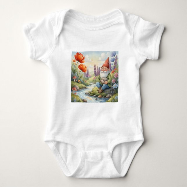 Custom baby gnome hedgehog one piece cotton strampler (Vorderseite)