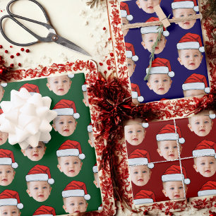 Custom Baby Head Foto Weihnachtsmannmütze Xmas Geschenkpapier Set