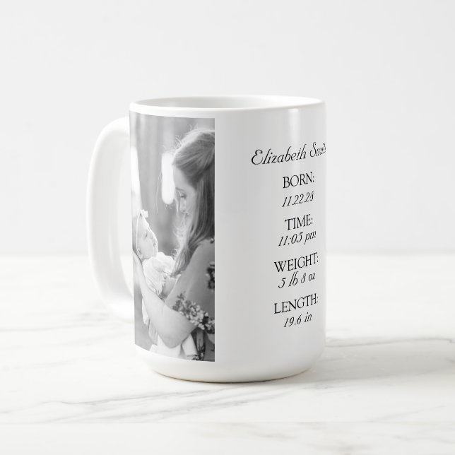 Custom Baby Info Tasse (Vorderseite Links)