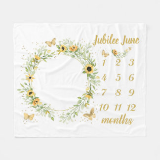 Custom Baby Meilenstein Monatsblanken, Sonnenblume Fleecedecke