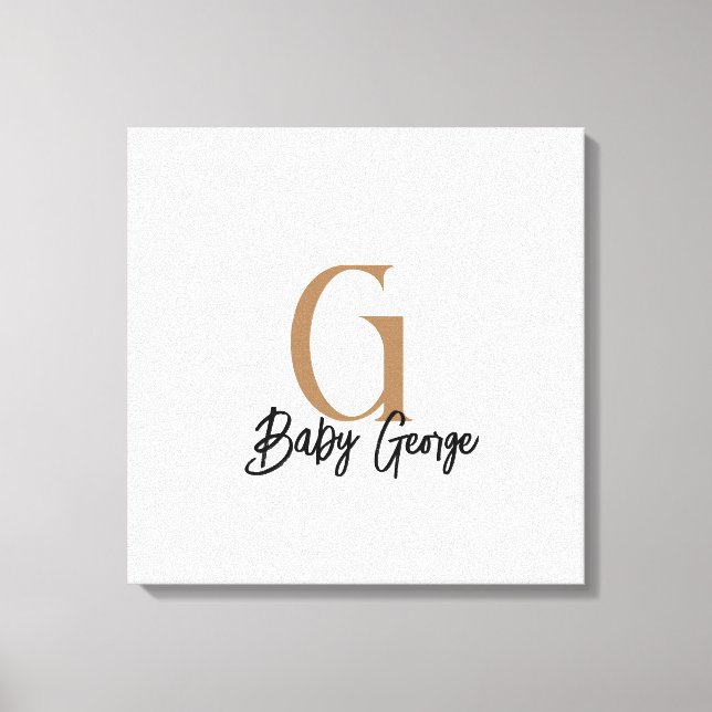 Custom Baby Monogram Canvas Print - Unisex Minimal Leinwanddruck (Vorderseite)