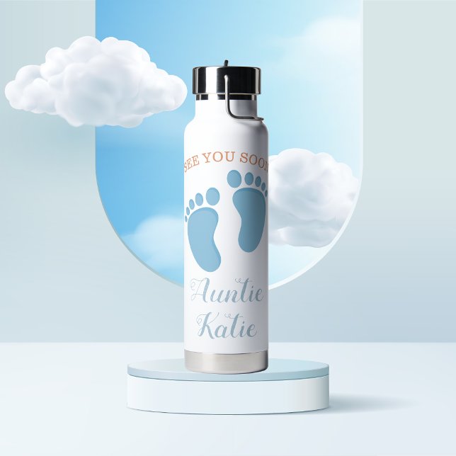 Custom Baby Name Blue Footprints Trinkflasche (Von Creator hochgeladen)
