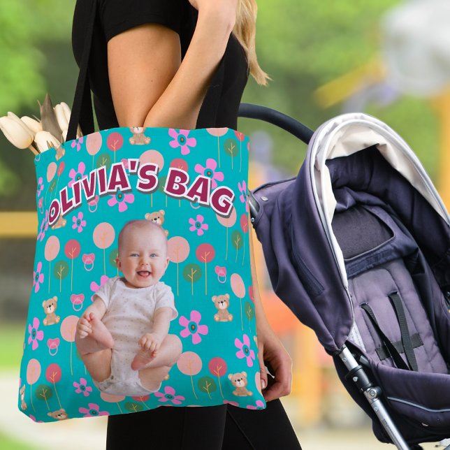 Custom Baby Name & Foto Turquoise Teddy Geschenk (Von Creator hochgeladen)