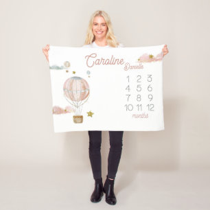 Custom Baby Name Hot Air Ballon Blanket No Marker Fleecedecke