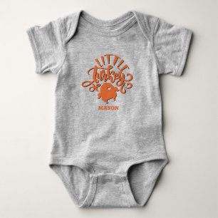 Custom Baby Name Orange Little Turkey Erntedank Strampler