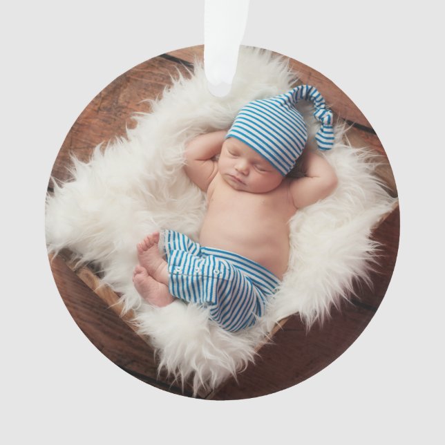 Custom Baby Neugeborenes Foto Holiday Ornament (Vorderseite)