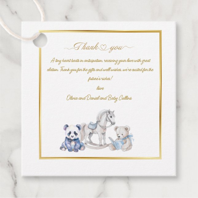 Custom Baby Panda mit Rockpferd Geschenkanhänger (Vorderseite)