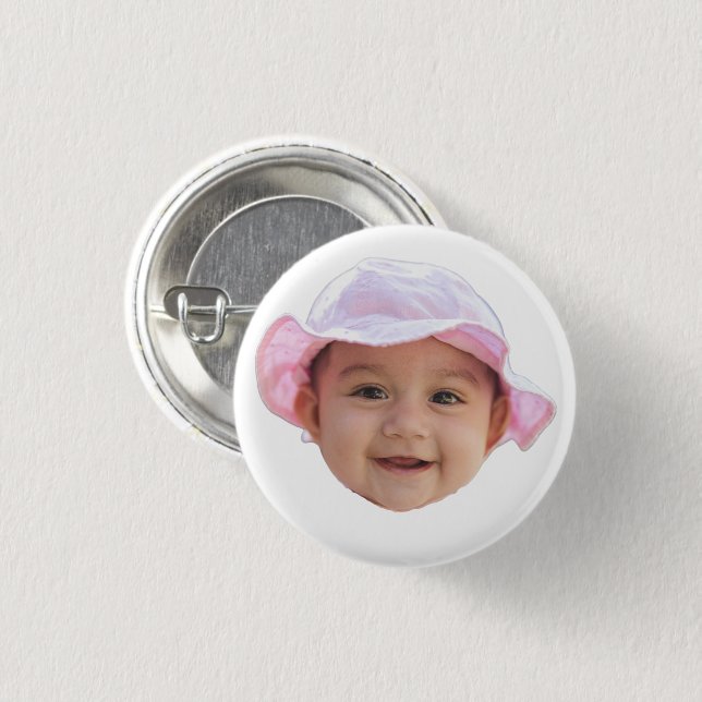 Custom Baby Photo, Baby Photo Face Button (Vorne & Hinten)