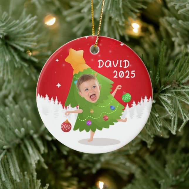 Custom Baby Photo Christmas Ornament (Baum)