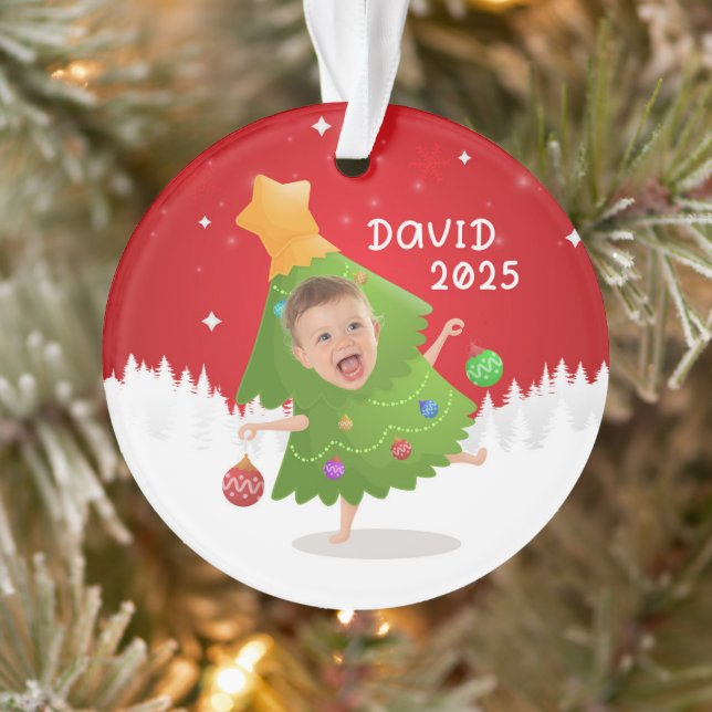 Custom Baby Photo Christmas Ornament (Baum)