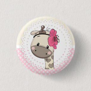 Custom Baby Pink Giraffe Botton Button