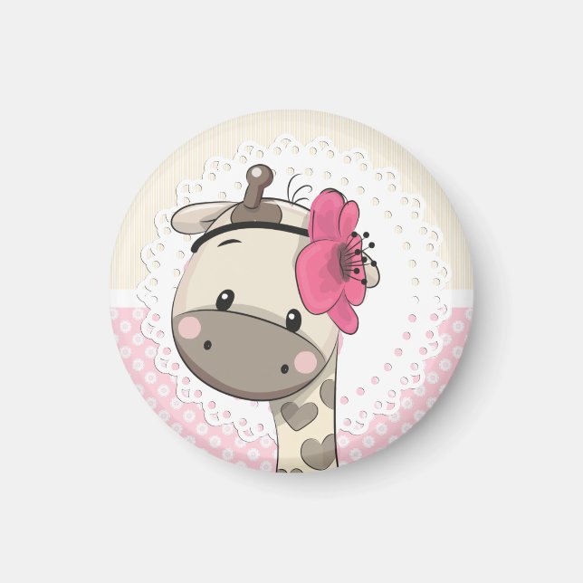 Custom Baby Pink Giraffe Magnet (Vorne)