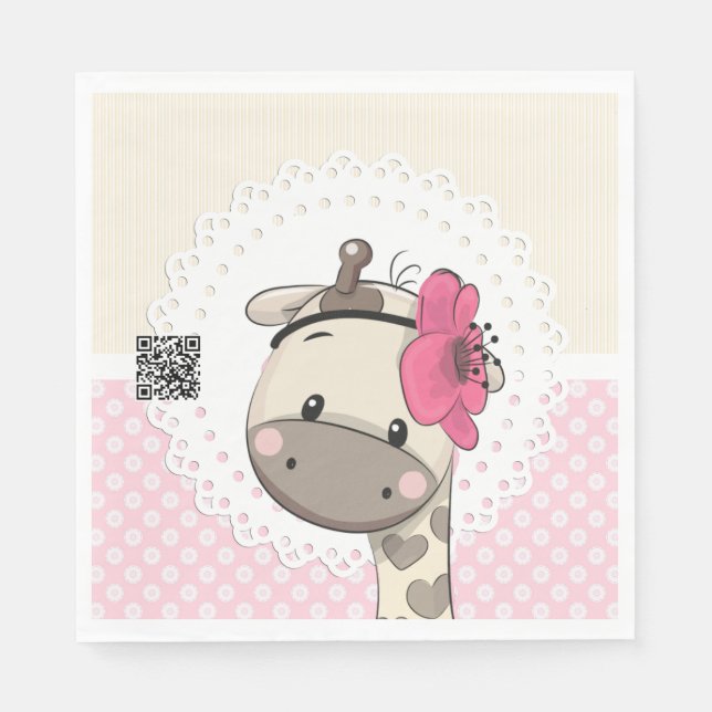 Custom Baby Pink Giraffe Papier Napkins Serviette (Vorderseite)
