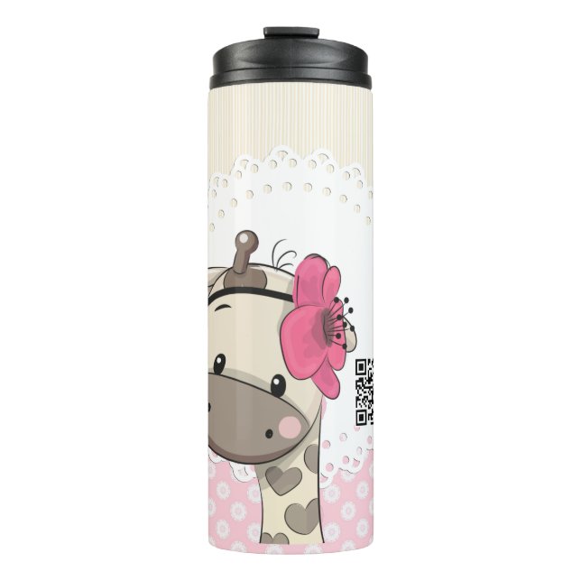 Custom Baby Pink Giraffe Säule Thermosbecher (Vorderseite)