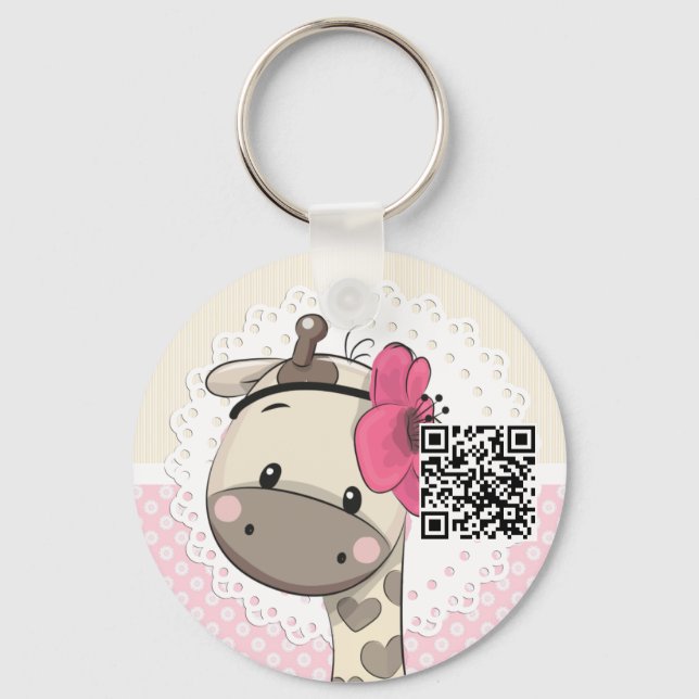Custom Baby Pink Giraffe Schlüsselanhänger (Vorderseite)