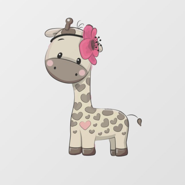 Custom Baby Pink Giraffe Window Cloning Fensteraufkleber (Blatt)