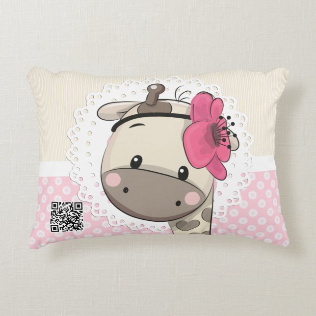 Custom Baby Pink Giraffe Zugang Kissen (Vorderseite)