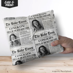 Custom Baby Pregnancy Reveal Newspaper Geschenkwra Geschenkpapier