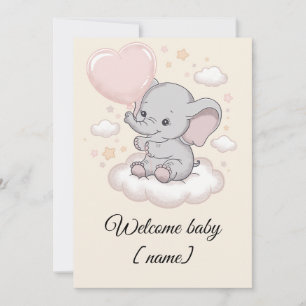 Custom Baby Shower Grußkarte - Niedlicher Elefant Karte