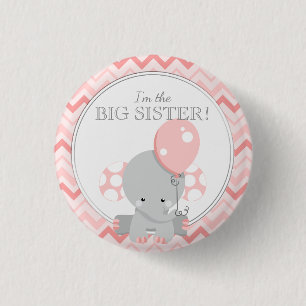 Custom Baby Shower Party I'M THE BIG SISTER Button