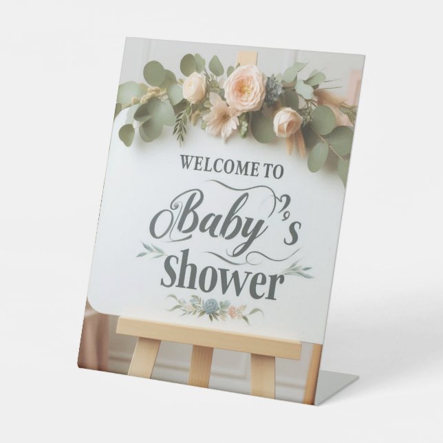 Custom Baby Shower Pedestal Schild 8" x 10" Displa (Vorderseite)