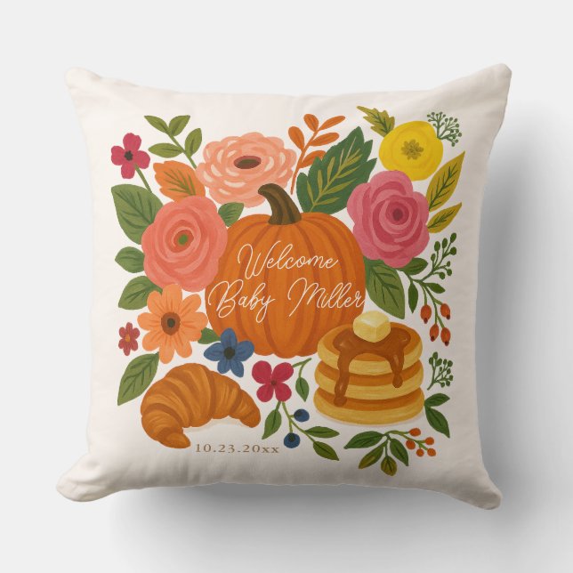 Custom Baby Shower Pillow - Little Pumpkin Baby Kissen (Vorderseite)