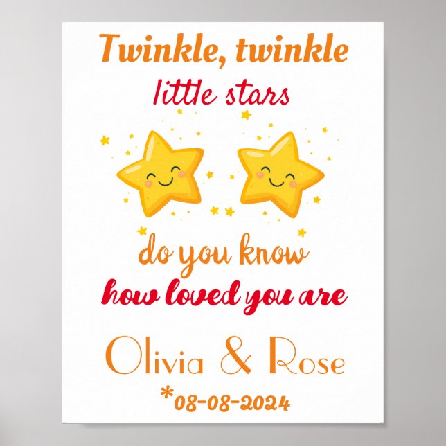 Custom Baby Twins Kinderzimmer Dekoration, Sterne, Poster (Vorne)