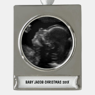 Custom Baby Ultrasound Foto Banner-Ornament Silber