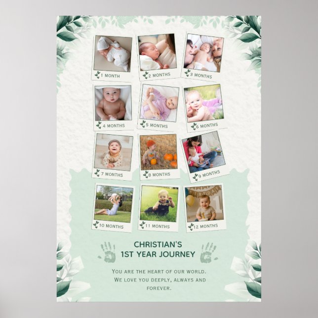 Custom Baby's 1. Jahr Reise Foto Collage Poster (Vorne)