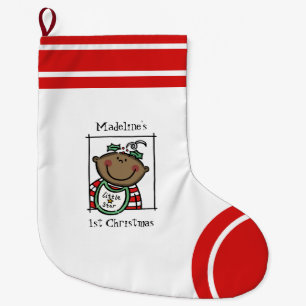 Custom Baby's 1. Weihnachts Dunkle Haut Baby Gesic Großer Weihnachtsstrumpf