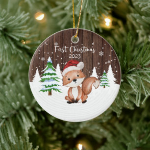 Custom Baby's First Christmas Fox dualseitig Keramik Ornament