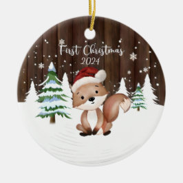 Custom Baby's First Christmas Fox dualseitig Keramik Ornament