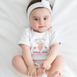 Custom Baby's First Christmas Niedlich Doll Stars Baby Strampler