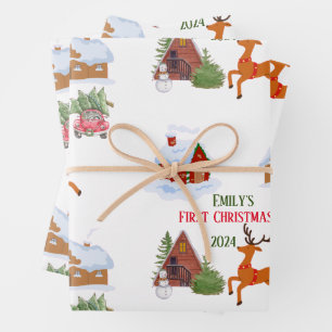 Custom Baby's First Christmas Pet Geschenkpapier Set