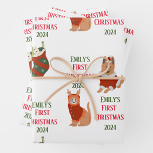 Custom Baby's First Christmas Pet Geschenkpapier Set