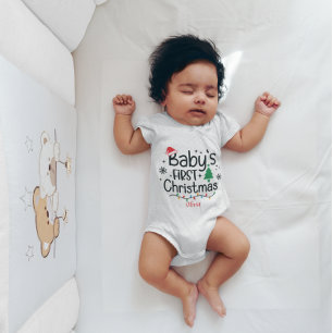 Custom Baby's First Christmas Tree Weihnachtsmannm Baby Strampler