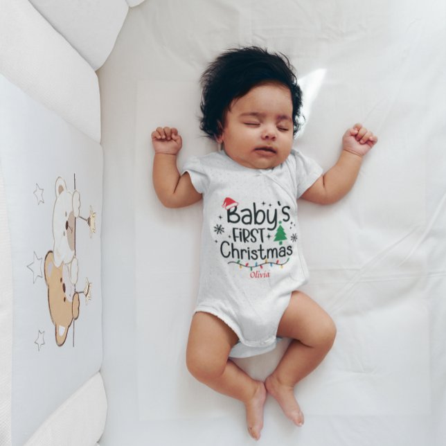 Custom Baby's First Christmas Tree Weihnachtsmannm Baby Strampler (Von Creator hochgeladen)