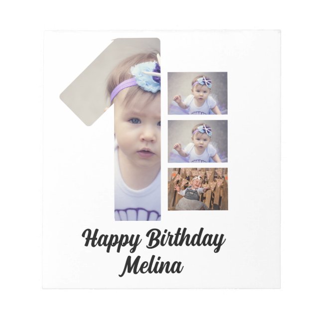 Custom Baby's first year 4 Foto Collage Notizblock (Vorderseite)